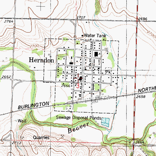 Topographic Map of Herndon Post Office, KS