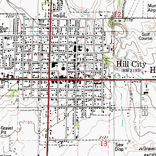 Topographic Map of Hill City Post Office, KS