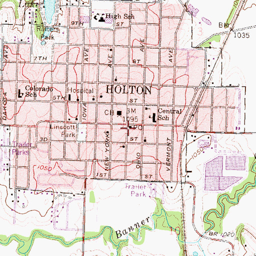 Topographic Map of Holton Post Office, KS
