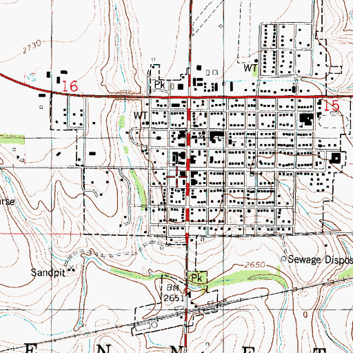 Topographic Map of Hoxie Post Office, KS