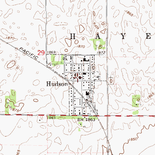 Topographic Map of Hudson Post Office, KS