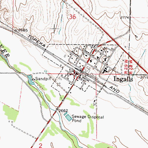 Topographic Map of Ingalls Post Office, KS