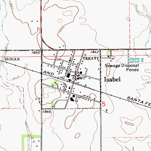 Topographic Map of Isabel Post Office, KS