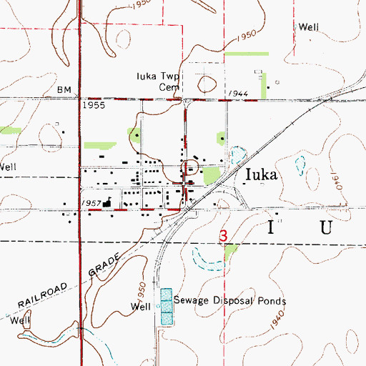 Topographic Map of Iuka Post Office, KS