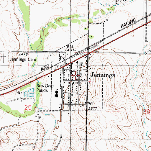 Topographic Map of Jennings Post Office, KS