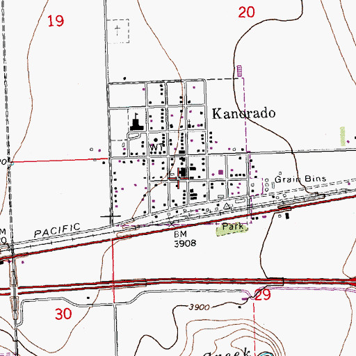 Topographic Map of Kanorado Post Office, KS