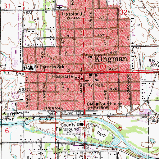 Topographic Map of Kingman Post Office, KS