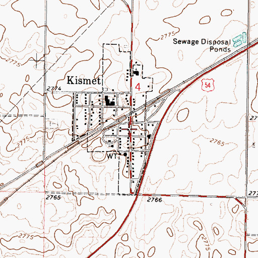 Topographic Map of Kismet Post Office, KS