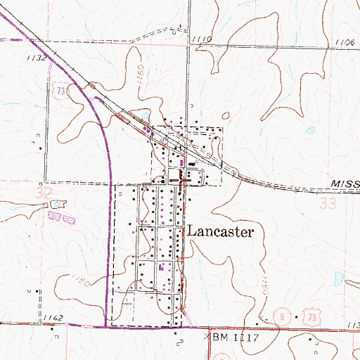 Topographic Map of Lancaster Post Office, KS