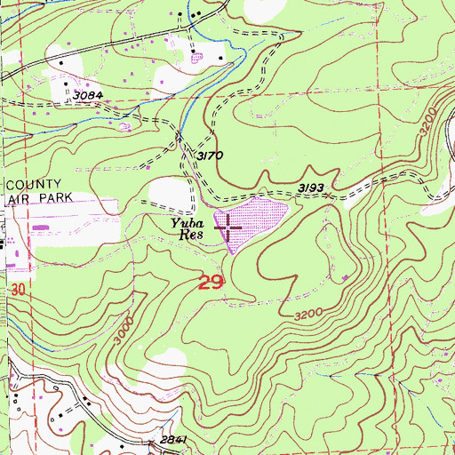 Topographic Map of Yuba Reservoir, CA