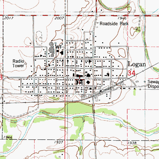 Topographic Map of Logan Post Office, KS