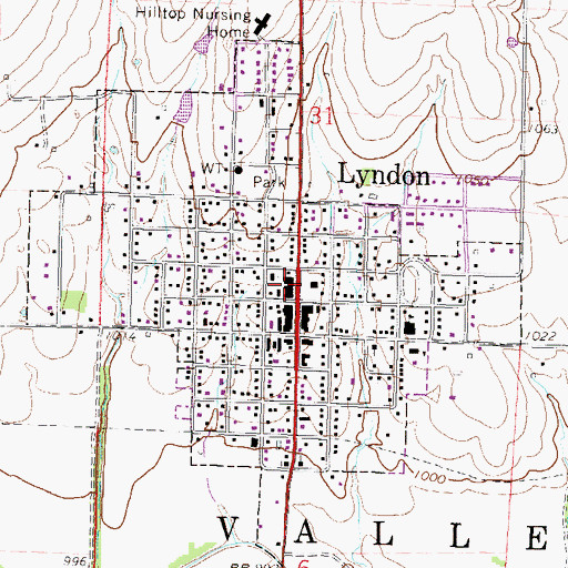 Topographic Map of Lyndon Post Office, KS
