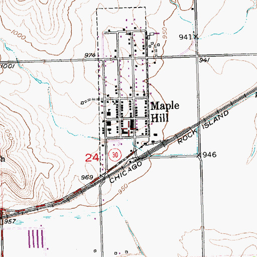 Topographic Map of Maple Hill Post Office, KS