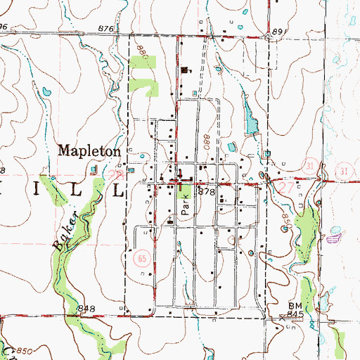 Topographic Map of Mapleton Post Office, KS