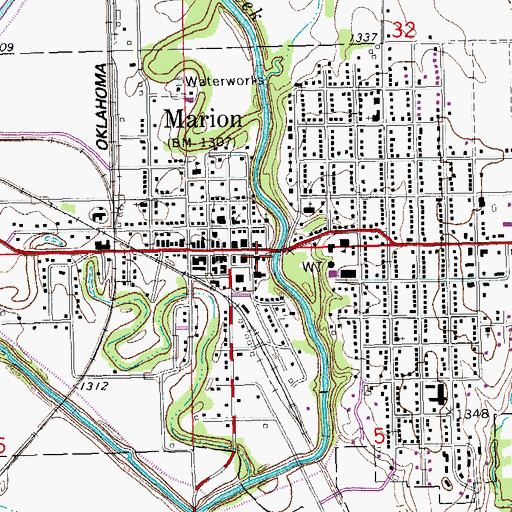 Topographic Map of Marion Post Office, KS