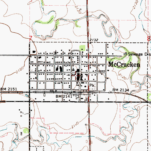 Topographic Map of McCracken Post Office, KS