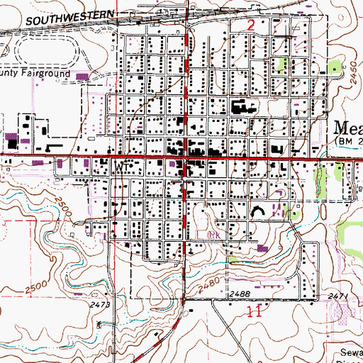 Topographic Map of Meade Post Office, KS