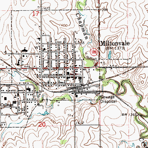 Topographic Map of Miltonvale Post Office, KS