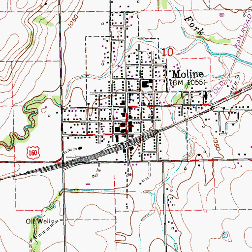 Topographic Map of Moline Post Office, KS