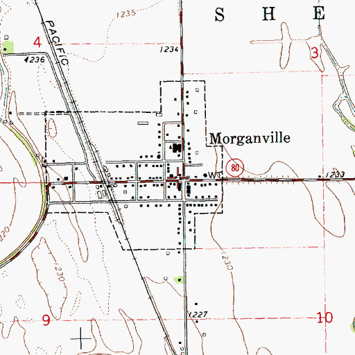 Topographic Map of Morganville Post Office, KS