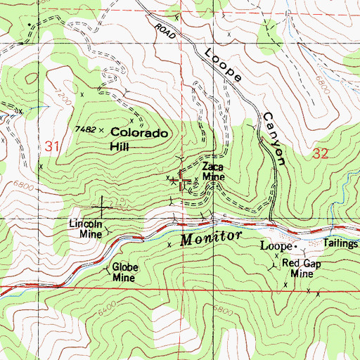 Topographic Map of Zaca Mine, CA