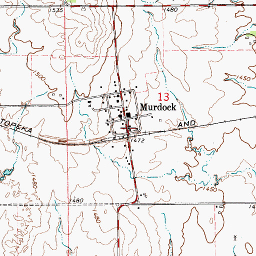 Topographic Map of Murdock Post Office, KS