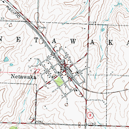 Topographic Map of Netawaka Post Office, KS