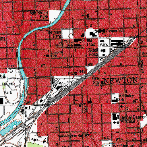 Topographic Map of Newton Post Office, KS