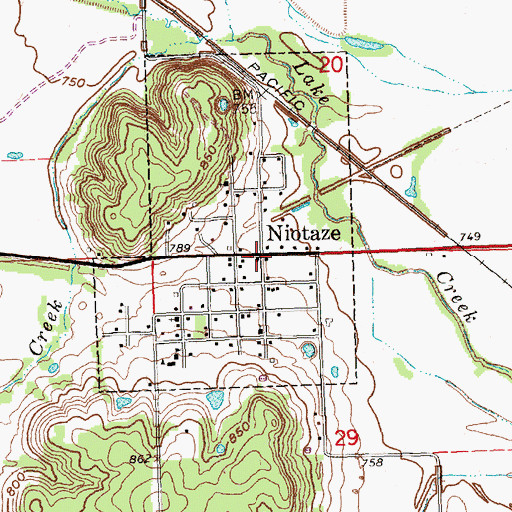 Topographic Map of Niotaze Post Office, KS