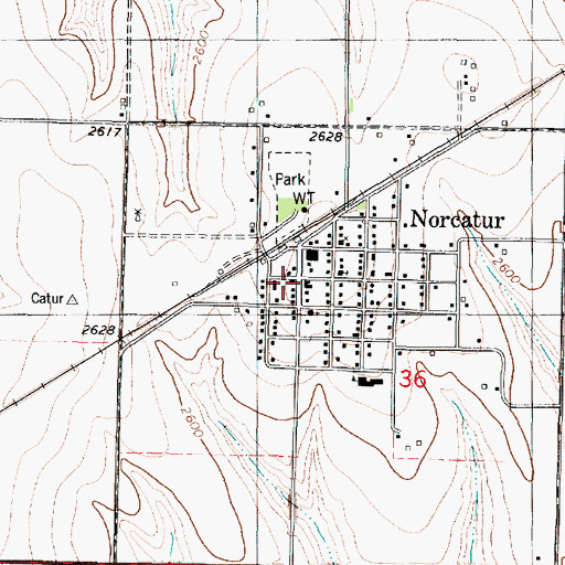 Topographic Map of Norcatur Post Office, KS