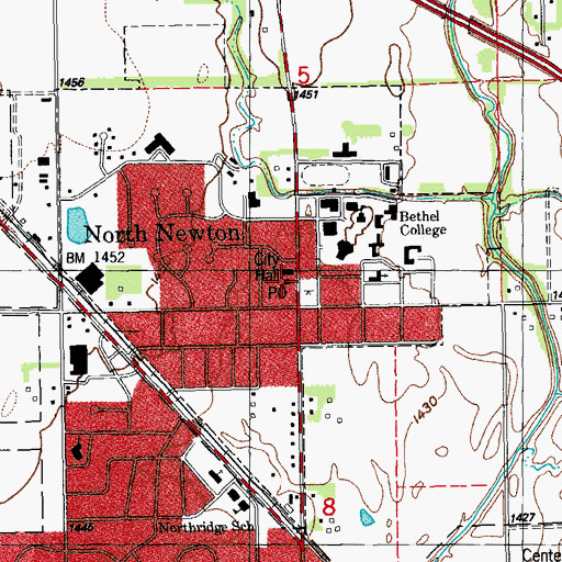 Topographic Map of North Newton Post Office, KS
