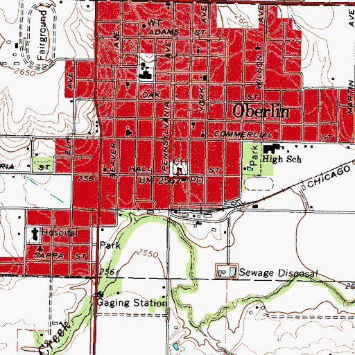 Topographic Map of Oberlin Post Office, KS