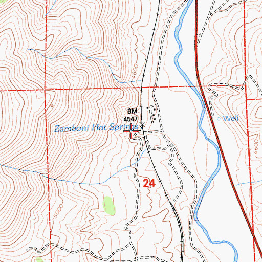 Topographic Map of Zamboni Hot Springs, CA