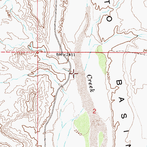 Topographic Map of Buena Vista Creek, AZ
