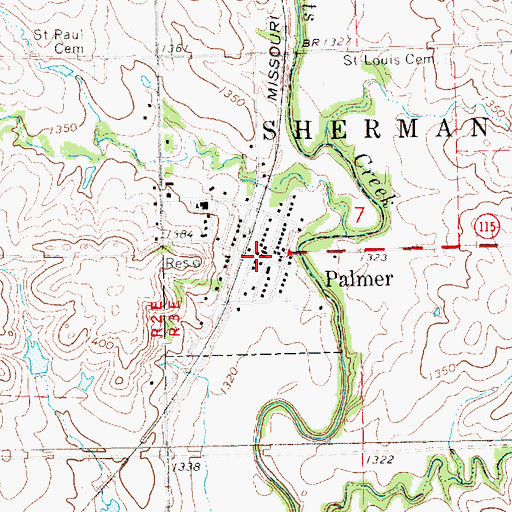 Topographic Map of Palmer Post Office, KS