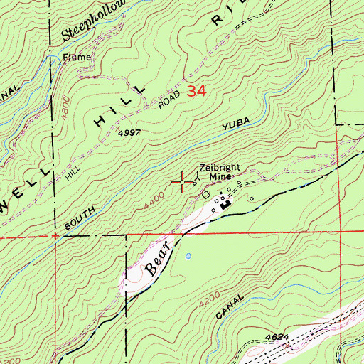 Topographic Map of Zeibright Mine, CA
