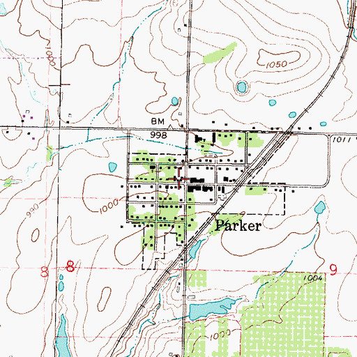 Topographic Map of Parker Post Office, KS