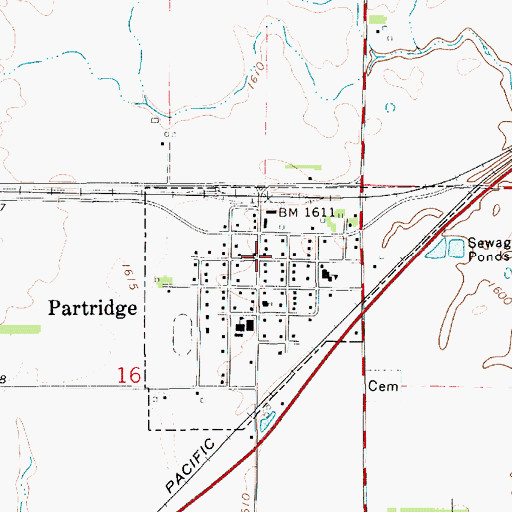Topographic Map of Partridge Post Office, KS