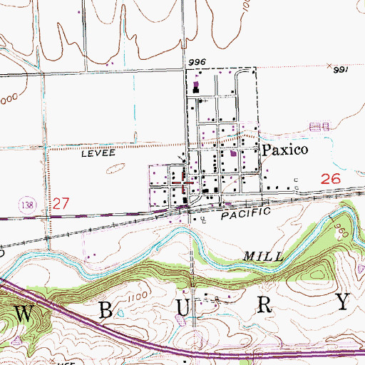 Topographic Map of Paxico Post Office, KS