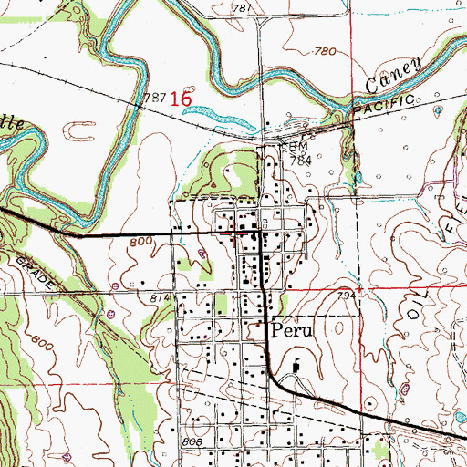 Topographic Map of Peru Post Office, KS