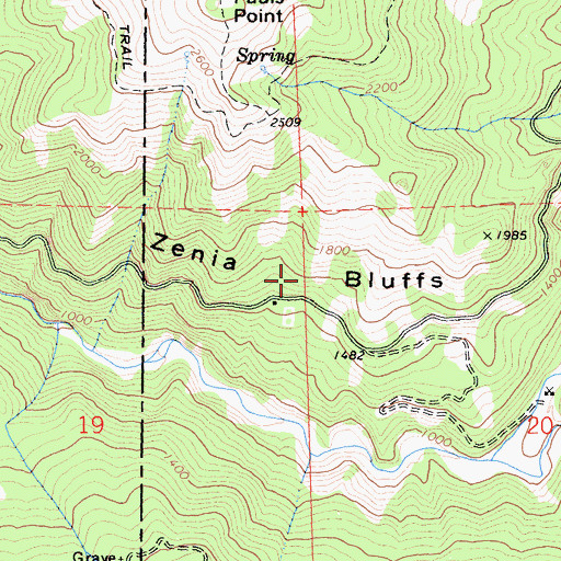 Topographic Map of Zenia Bluffs, CA