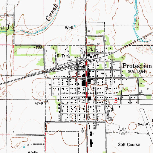Topographic Map of Protection Post Office, KS