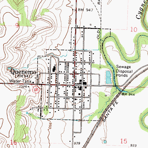 Topographic Map of Quenemo Post Office, KS