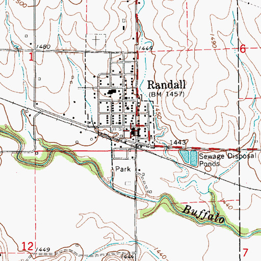 Topographic Map of Randall Post Office, KS