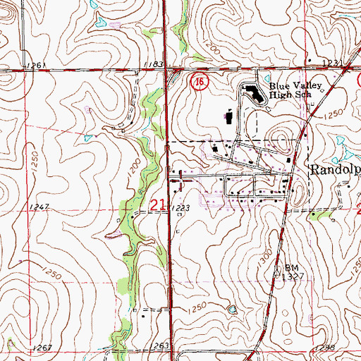 Topographic Map of Randolph Post Office, KS