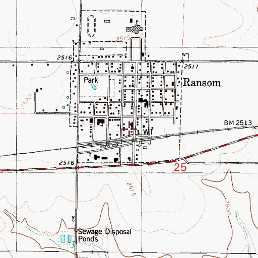 Topographic Map of Ransom Post Office, KS