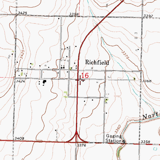 Topographic Map of Richfield Post Office, KS