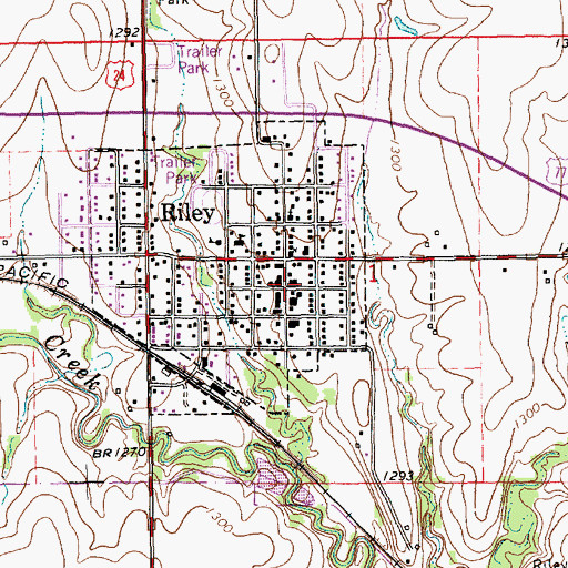 Topographic Map of Riley Post Office, KS