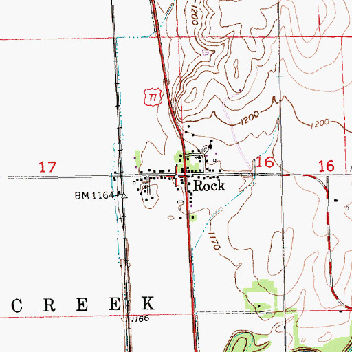 Topographic Map of Rock Post Office, KS