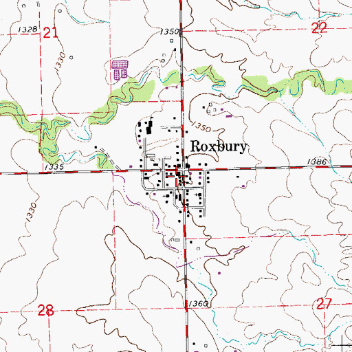 Topographic Map of Roxbury Post Office, KS